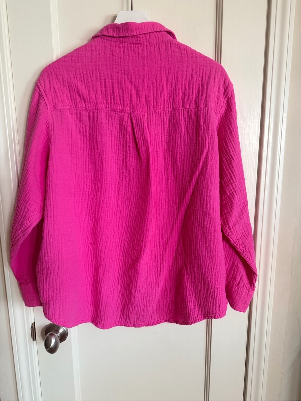 GAP Bright Pink Cotton Gauze Button-Down Shirt 100% Cotton Large - Picture 4 of 5